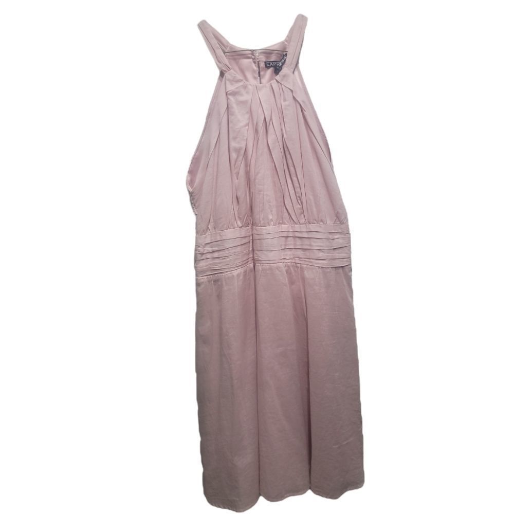 Express Pink Halter‎ Pleated Linen Blend Cocktail Dress Size 10 NWT